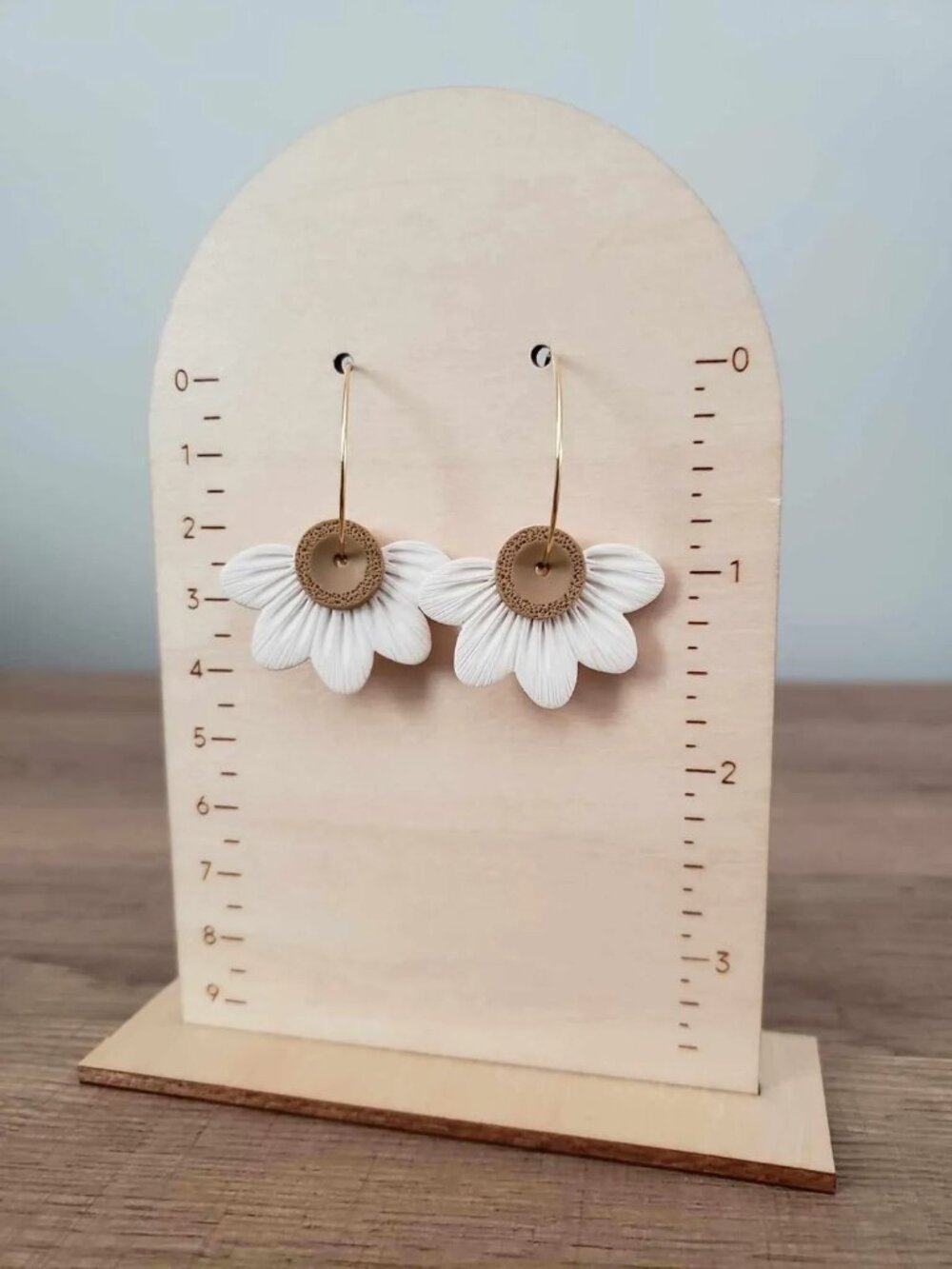 Polymer Clay Half Daisy Hoop Earring